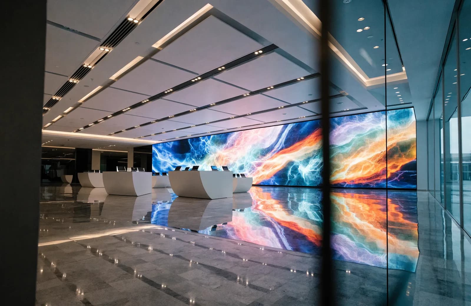 AVM cephesi — transparan LED uygulaması