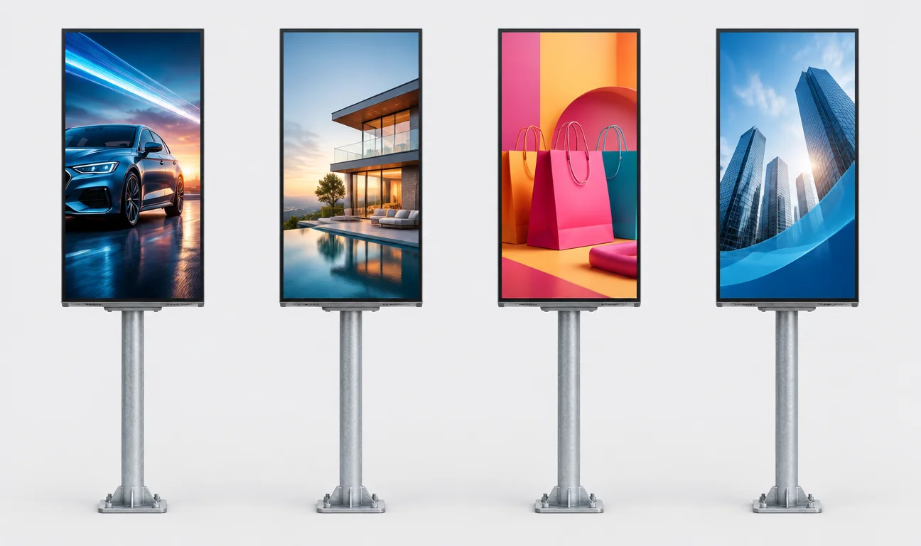 Aynı totemde dört farklı reklam içeriği